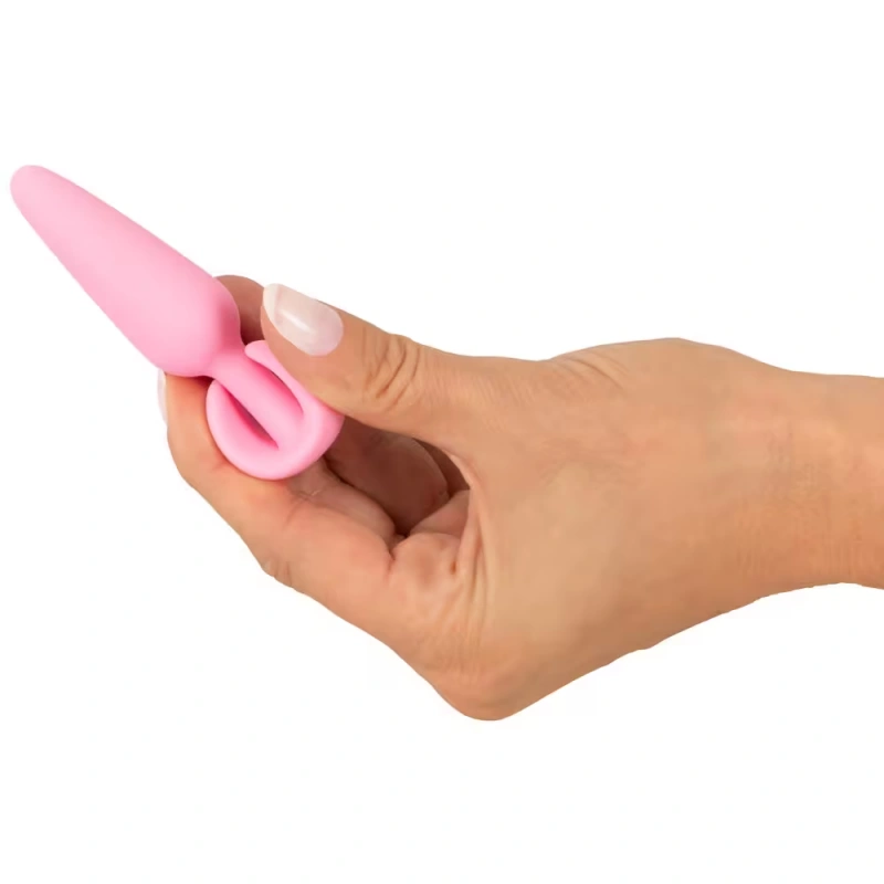 Plug anal mini rose en silicone doux avec bijou élégant