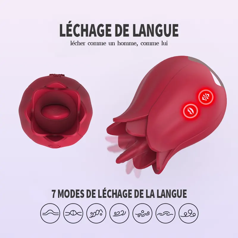 Le jouet rose avec langue pour femmes Rouge
