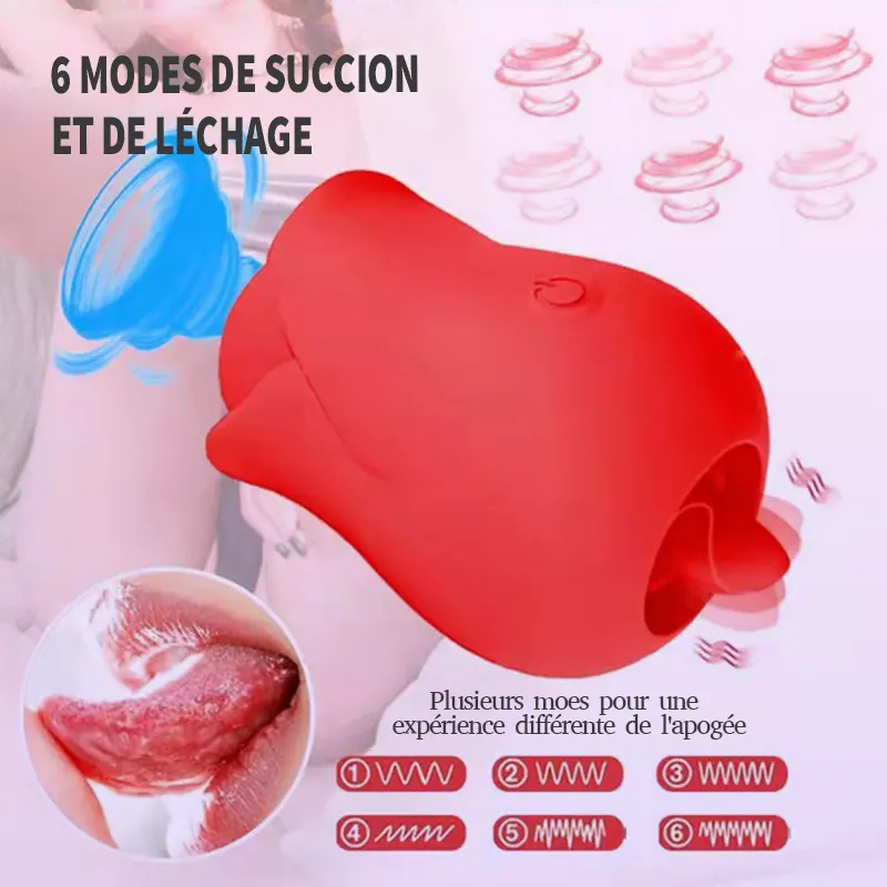 Rose Vibromasseur Jouet avec langue Lécher le clitoris